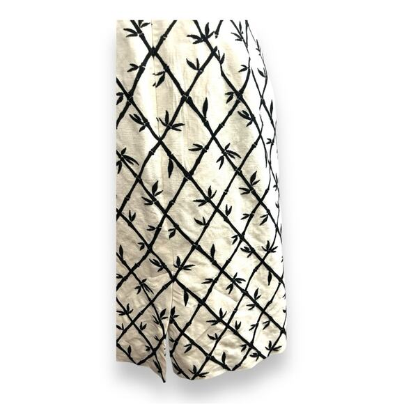 TALBOTS Vintage Ivory and Black Bamboo Embroidered A Line Skirt SZ 6 - Picture 6 of 11